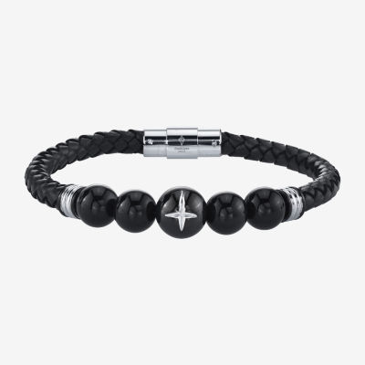 Mens Stainless Steel Beaded Bracelet