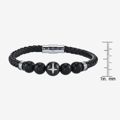 Mens Stainless Steel Beaded Bracelet