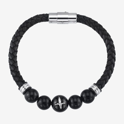 Mens Stainless Steel Beaded Bracelet