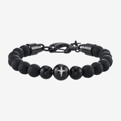 Mens Stainless Steel Beaded Bracelet