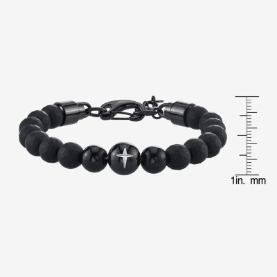 Mens Stainless Steel Beaded Bracelet