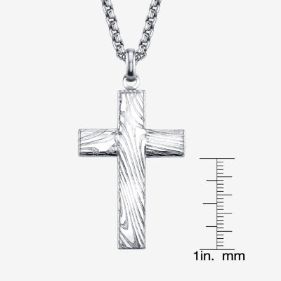 Mens Stainless Steel Cross Pendant Necklace