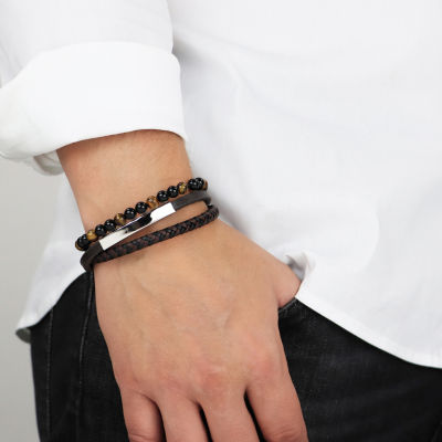 Mens Stainless Steel Cord Bracelet