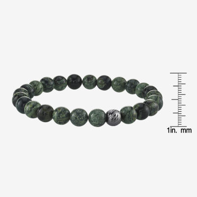 Green Jasper Sterling Silver Beaded Bracelet