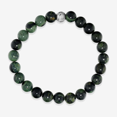 Green Jasper Sterling Silver Beaded Bracelet