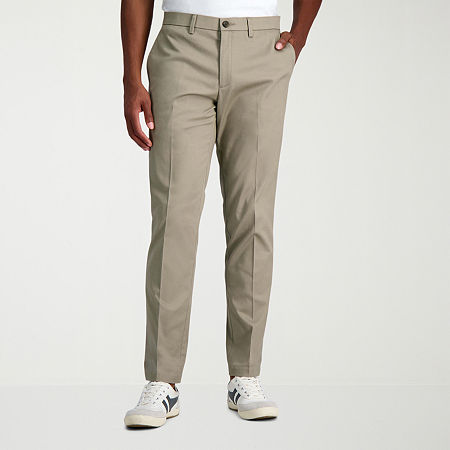 Haggar Men's Wrinkle Free Performance Khaki Slim Fit Flat Front Pant, 36 30, Beige