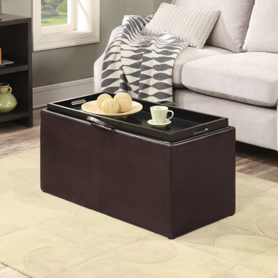 Convenience Concepts Sheridan Storage Bench w/ 2 Side Ottomans