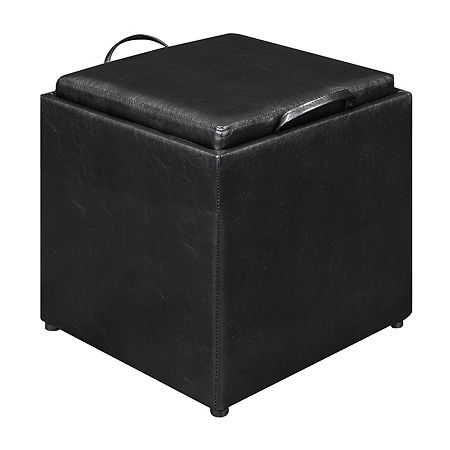 Designs4comfort Cushioned Ottoman, One Size, Black