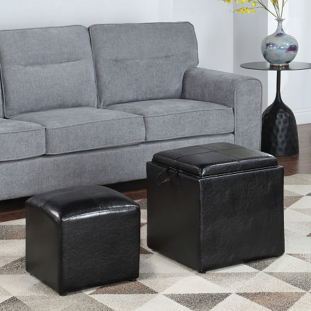 Designs4comfort Cushioned Ottoman, One Size, Black