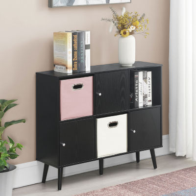 Xtra Storage Cube Organizer Sideboard Console Table with 3 Cubbies and Cabinets