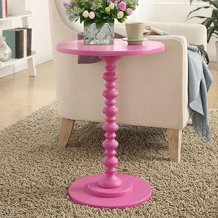 Palm Spindle End Table, One Size, Pink