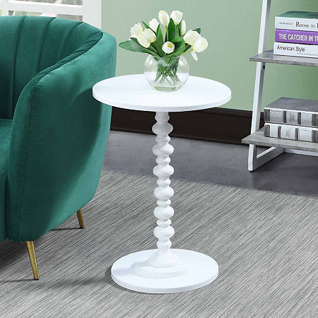 Palm Spindle End Table, One Size, White