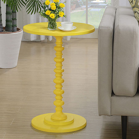 Palm Spindle End Table, One Size, Yellow