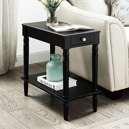 French Country Chairside End Table, One Size, Black