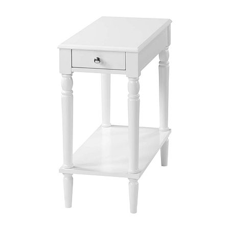 French Country Chairside End Table, One Size, White