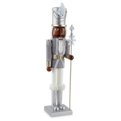 North Pole Trading Co. 24in Silver Staff Aa Christmas Nutcracker
