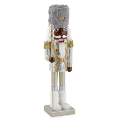 North Pole Trading Co. 14in Glitter Soldier African American Christmas Nutcracker