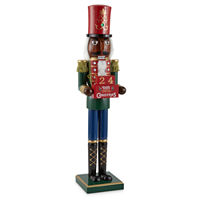 North Pole Trading Co. 24in Traditional Advent African American Christmas Nutcracker, One Size, Red