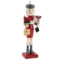 North Pole Trading Co. 14in Shopper Girl Christmas Nutcracker, One Size, Red