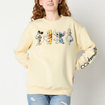 Juniors Womens Crew Neck Long Sleeve Mickey and Friends Sweatshirt