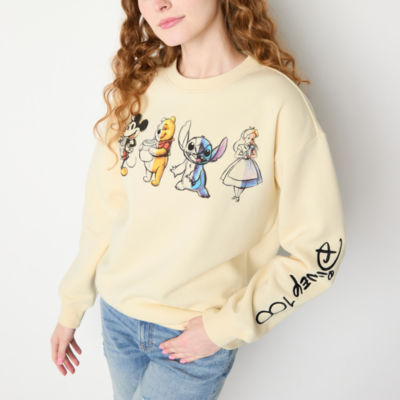 Juniors Womens Crew Neck Long Sleeve Mickey and Friends Sweatshirt