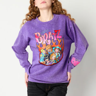 Juniors Bratz Womens Crew Neck Long Sleeve Dolls Sweatshirt