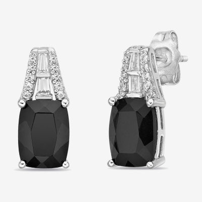 Genuine Black Onyx Sterling Silver 14.8mm Stud Earrings