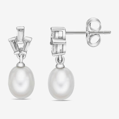 Cultured Freshwater Pearl Sterling Silver Drop Earrings