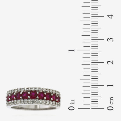 Womens Lab Created Red Ruby Sterling Silver Cocktail Ring