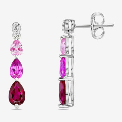 Gemstone Sterling Silver Pear Drop Earrings