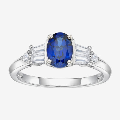 Womens Lab Created Blue Sapphire Sterling Silver Cocktail Ring
