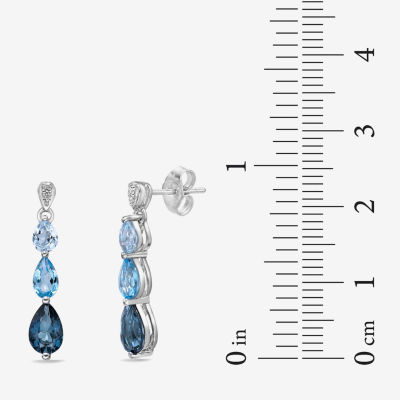 Genuine Blue Topaz Sterling Silver Pear Drop Earrings