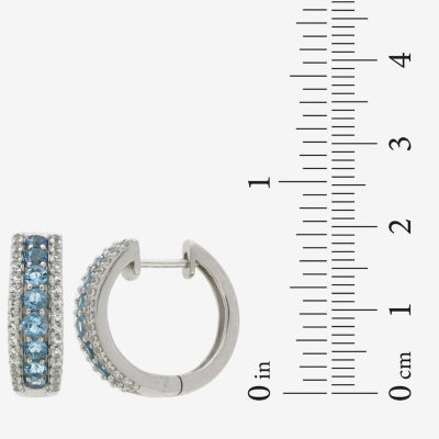 Genuine Blue Topaz Sterling Silver 21.5mm Hoop Earrings