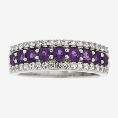 Genuine Purple Amethyst Sterling Silver Band