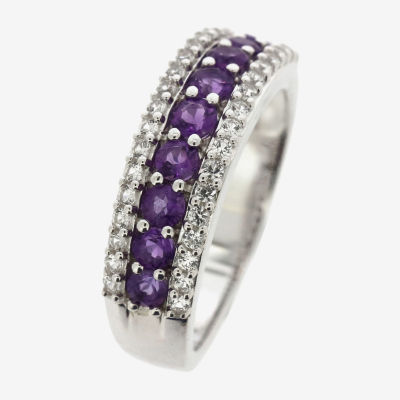 Genuine Purple Amethyst Sterling Silver Band