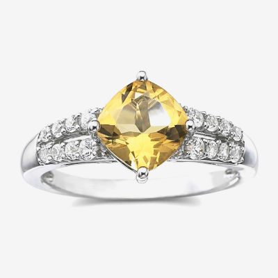 Genuine Citrine & Lab-Created White Sapphire Sterling Silver Cocktail Ring