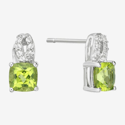 Genuine Green Peridot Sterling Silver 10mm Stud Earrings