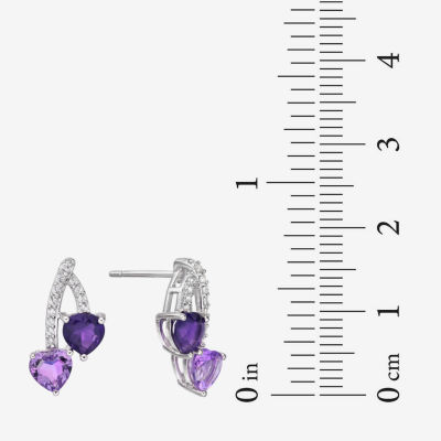 Genuine Purple Amethyst Sterling Silver 16.3mm Stud Earrings