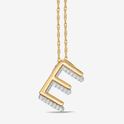 Initial Womens 1/10 CT. T.W. Natural White Diamond 10K Gold Pendant Necklaces