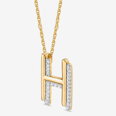 Initial Womens 1/10 CT. T.W. Natural White Diamond 10K Gold 18 Inch Pendant Necklace