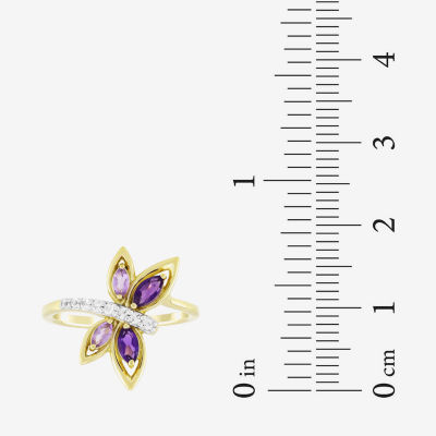 Womens Genuine Purple Amethyst 14K Gold Over Silver Butterfly Cocktail Ring
