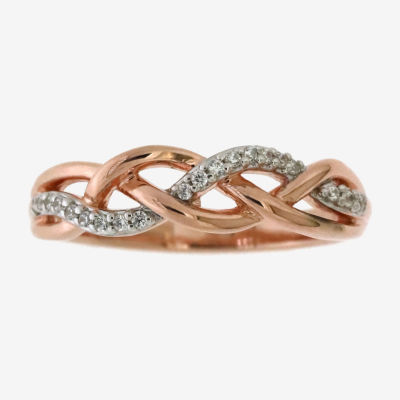 Womens 1/10 CT. T.W. Natural White Diamond 14K Rose Gold Over Silver Cocktail Ring