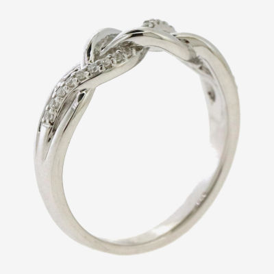 Womens 1/10 CT. T.W. Natural White Diamond Sterling Silver Cocktail Ring