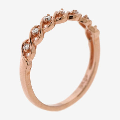 2MM 1/10 CT. T.W. Natural White Diamond 14K Rose Gold Over Silver Band