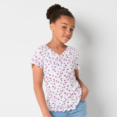 Thereabouts Little & Big Girls Rib Scoop Neck Short Sleeve T-Shirt