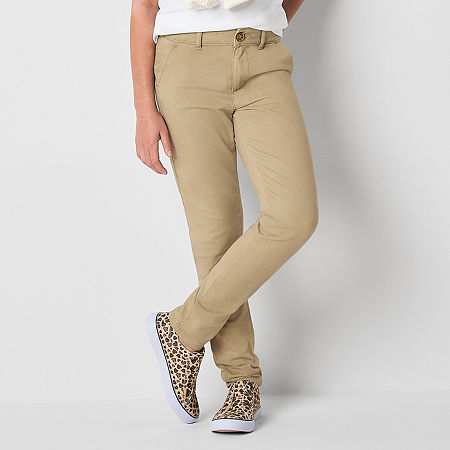 Thereabouts Little & Big Girls Straight Flat Front Pant, 12, Beige