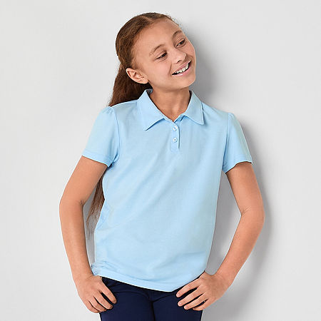 Thereabouts Little & Big Girls Short Sleeve Polo Shirt, X-small (6-6x), Blue