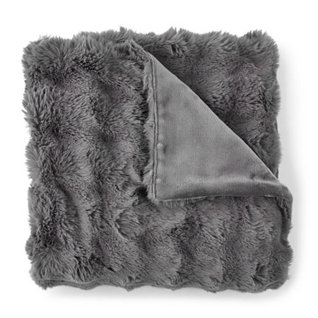 Linden Street Bubble Faux Fur Throw, One Size, Gray