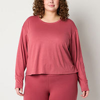 Xersion Womens Everyday Crew Neck Long Sleeve T-Shirt Plus, 0x, Red