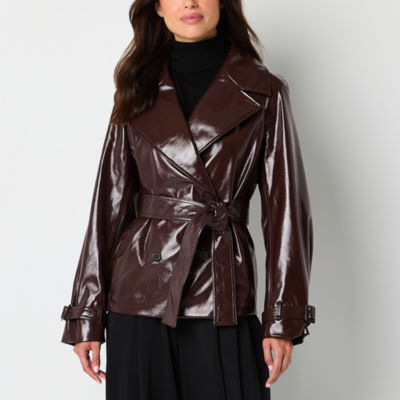 Worthington Midweight Faux Leather Belted Trench Coat